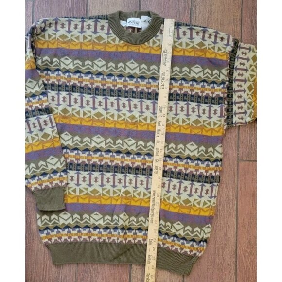 Fiume Sweater Pullover Ribbed Long Sleeve Geometric Aztec XL Vintage Pattern - Picture 5 of 8